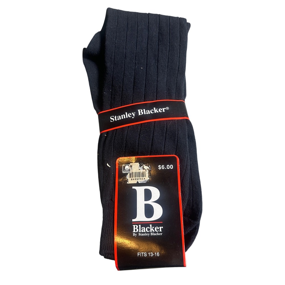 Stanley Blacker‎ Dress Socks Mens 13-16 Navy Blue NEW Vintage 1992 Ribbed Cotton